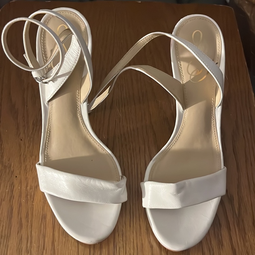 Sam Edelman Jade White Leather Ankle Strap Sandals Size 9 - Picture 8 of 12